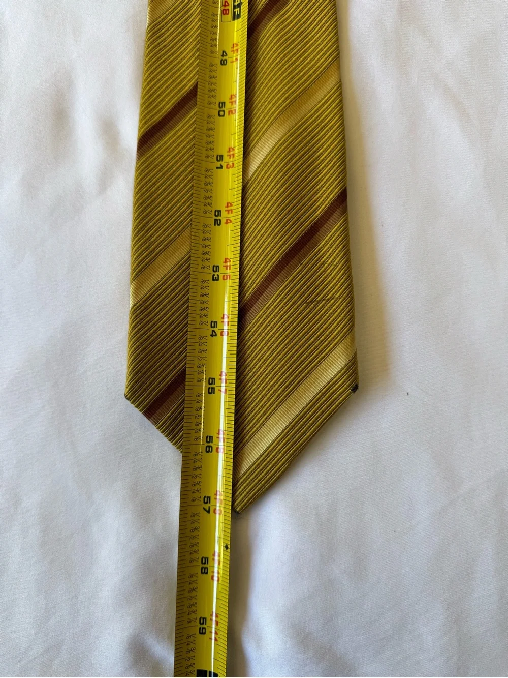 Yves Saint Laurent Pair of Striped Silk Ties in Yellow and Navy